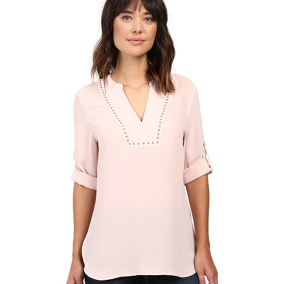 Ivanka Trump Tops - NWT Ivanka Trump Georgette tunic studs large pink